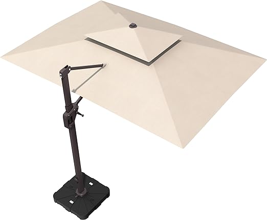 10' X 13' Patio Umbrella Outdoor Large Rectangle Cantilever Umbrellas Double Top Heavy