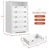 EnHomee Dresser for Bedroom White Dresser with LED Tall Dresser with 5 Wood Drawers White Dresser for Bedroom, Bedroom Dressers & Chests of Drawers, 5 Drawer Dresser, Tall Dressers for Bedroom