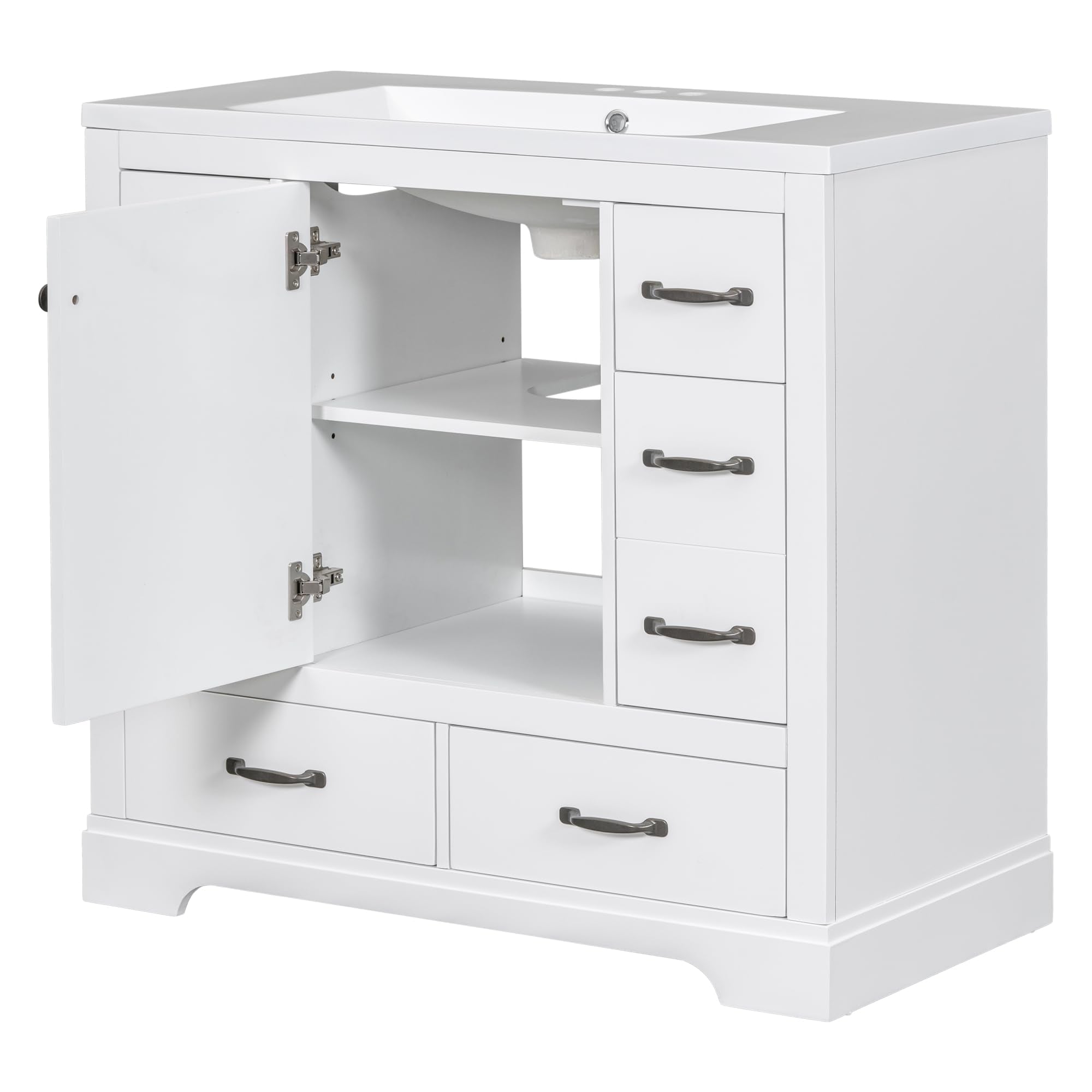 36" Bathroom Vanity with Sink, Harper & Bright Designs Free Standing Single Basin Vanity