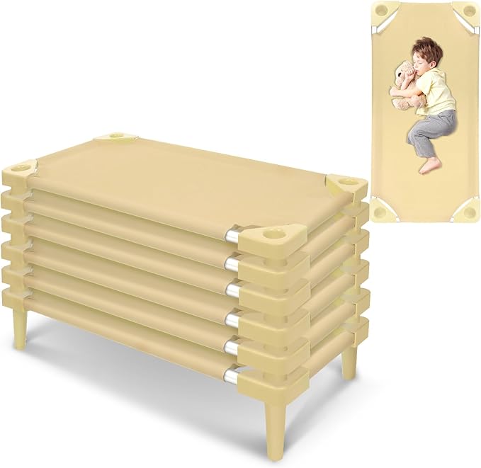 Stackable Daycare Cots for Kids, 47" L x 22" W Portable Toddler Nap Cot for Sleeping