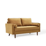 Valour Performance Velvet Loveseat, Cognac Valour Performance Velvet