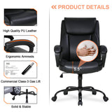 Ergonomic Desk PU Computer Lumbar Support Arms High Back Executive Leather Task