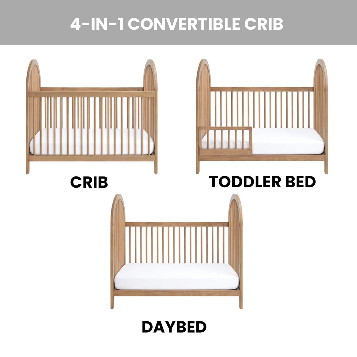 Everlee 3-in-1 Island Crib, Honey Wood