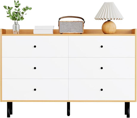 White Dresser for Bedroom with 6 Drawer, Wood Dressers & chests