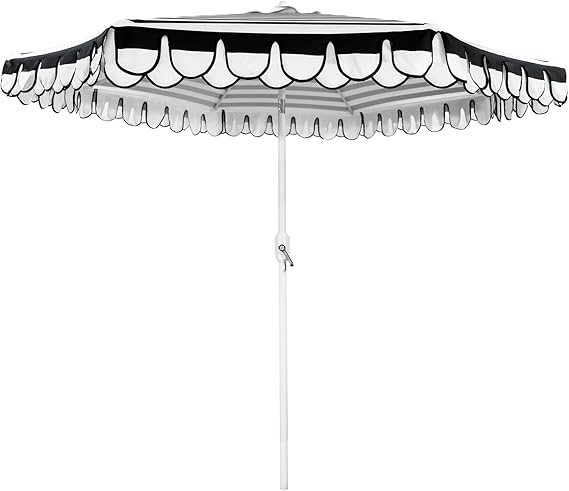 9Ft Elegant Valance Patio Umbrella, Outdoor Umbrellas for Patio with Tilt and Crank Systerm