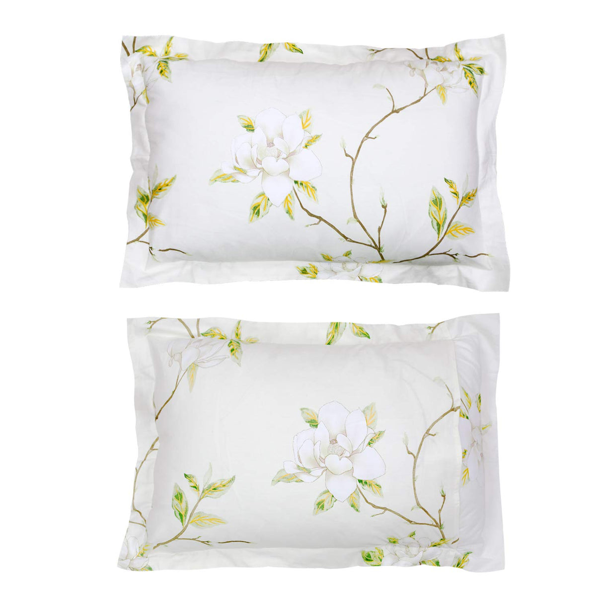 White Floral Duvet Cover Set 100% Cotton Farmhouse Bedding with Hidden Zipper Closure 3 Pieces,