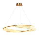 Modern LED Crystal Chandelier, 31.5'' Ring Pendant Lighting Adjustable Hanging Ceiling