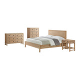 4-Piece King Bedroom Set - Solid Pine Wood, Includes King Bed with 50 in. Headboard, 2-Drawer Nightstand with Open Shelf, 5-Drawer Chest, 6-Drawer Double Dresser, Light Driftwood Finish