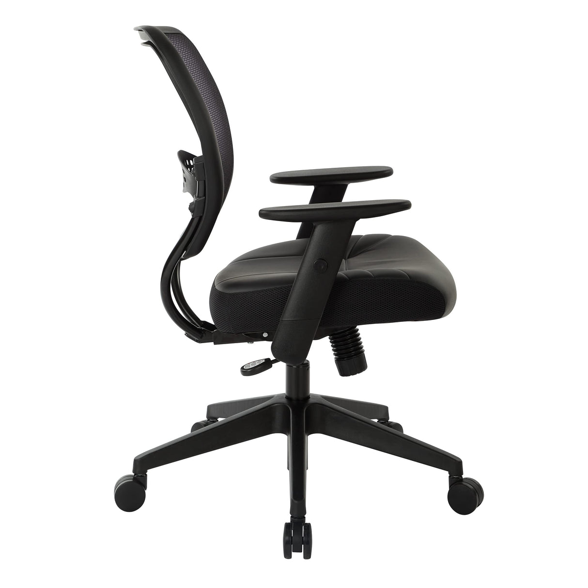 Seating Professional AirGrid Dark Back and Padded Black Eco Leather Seat, 2-to-1