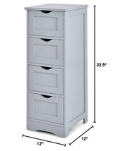 Bathroom Storage Cabinet, Grey Freestanding Floor Cabinet with 4 Drawers & Anti-Tipping Device for Bathroom Living Room Home Office,