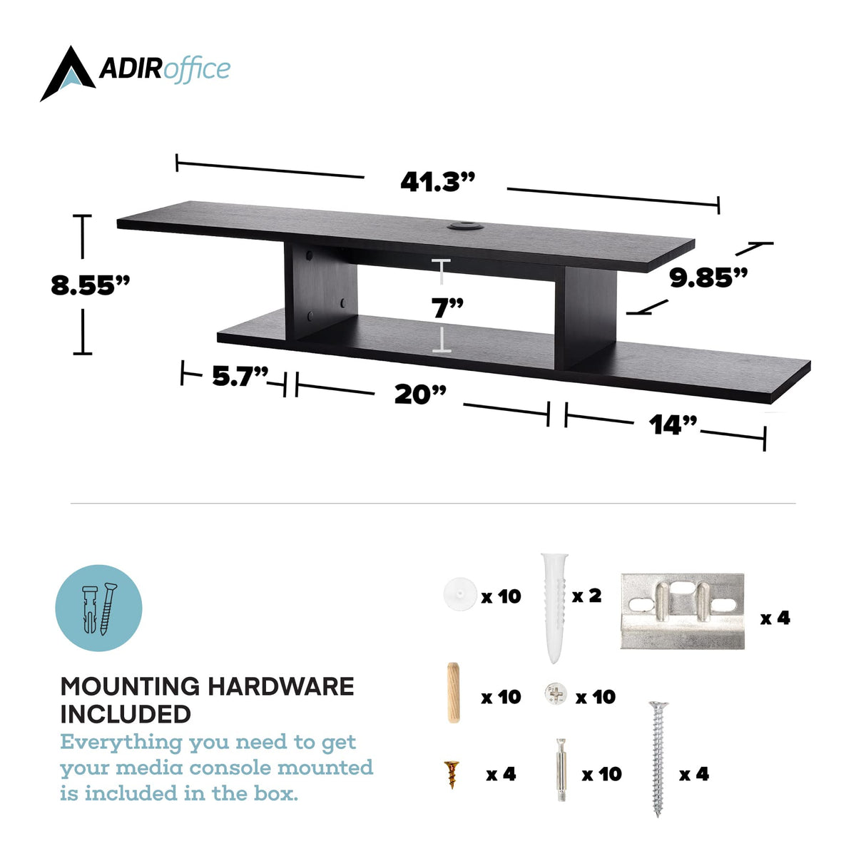 Floating TV Stand, Wall Mounted Floating Media Shelf Organizer Entertainment Center