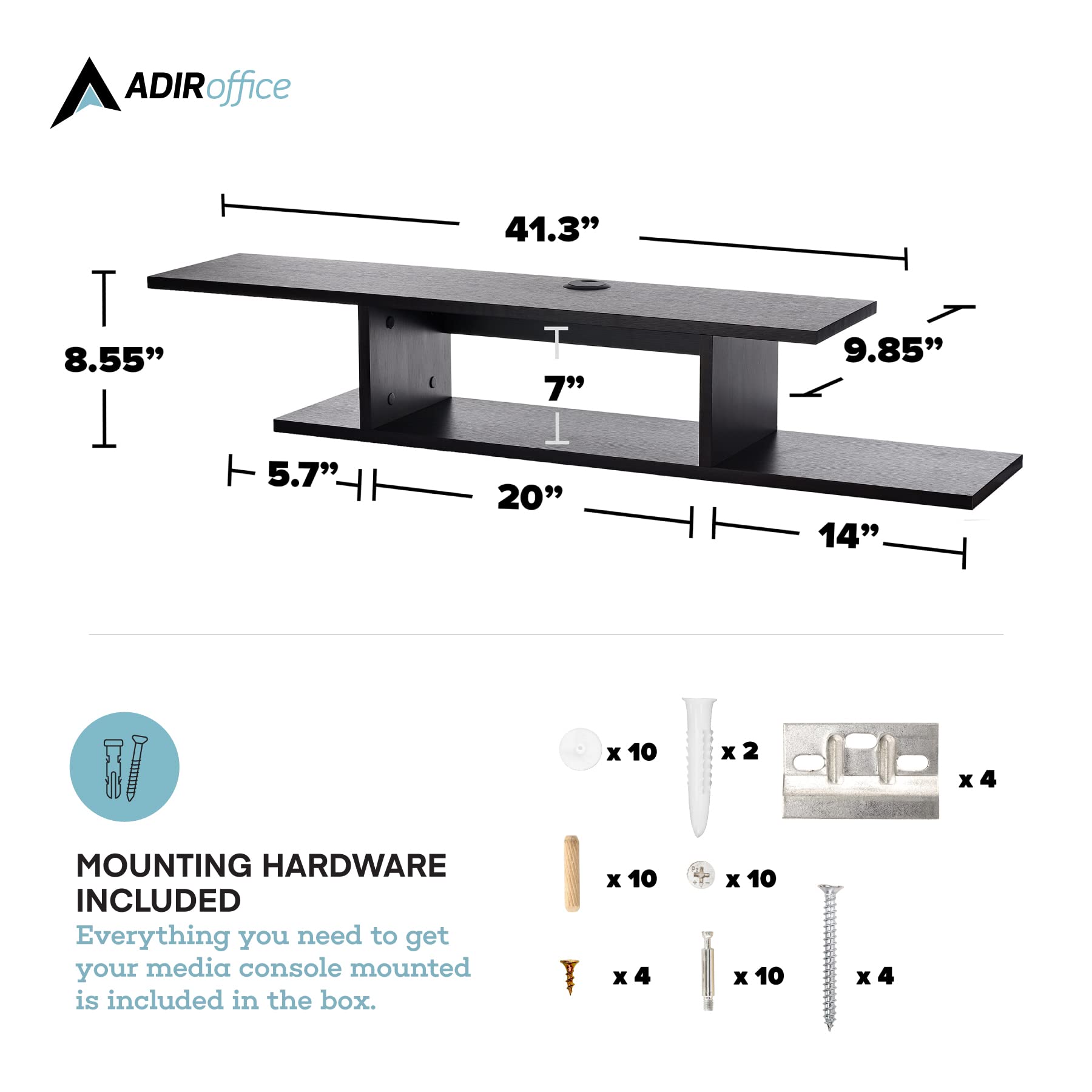 Floating TV Stand, Wall Mounted Floating Media Shelf Organizer Entertainment Center