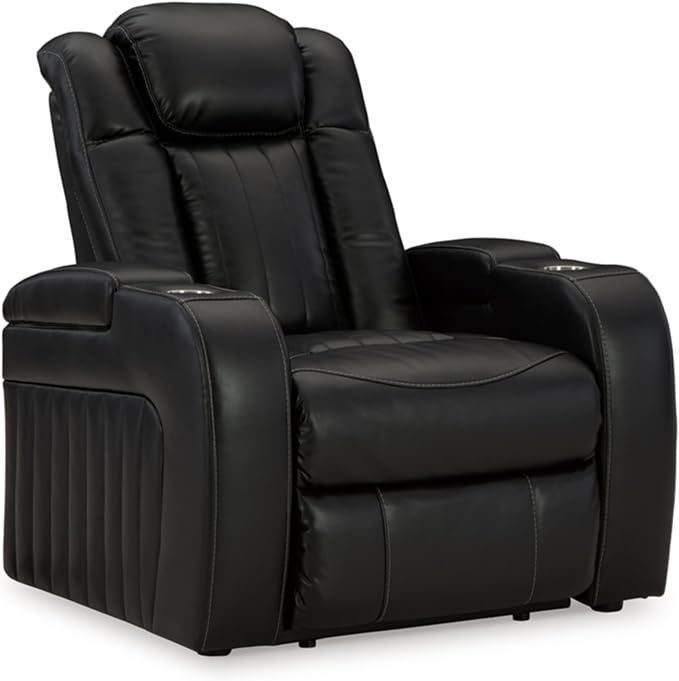 Warnerton Faux Leather Power Recliner with Adjustable Headrest, Brown