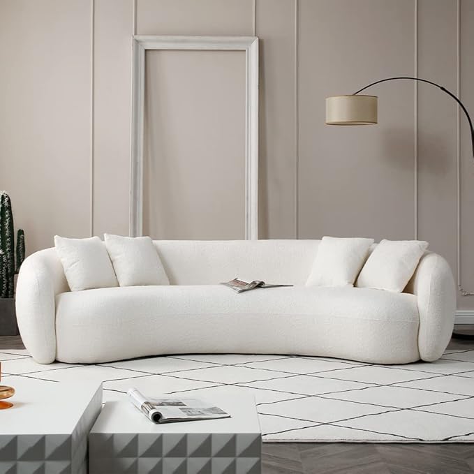101" Modern Oversized Curved Sofa, Back Upholstered Boucle Couch