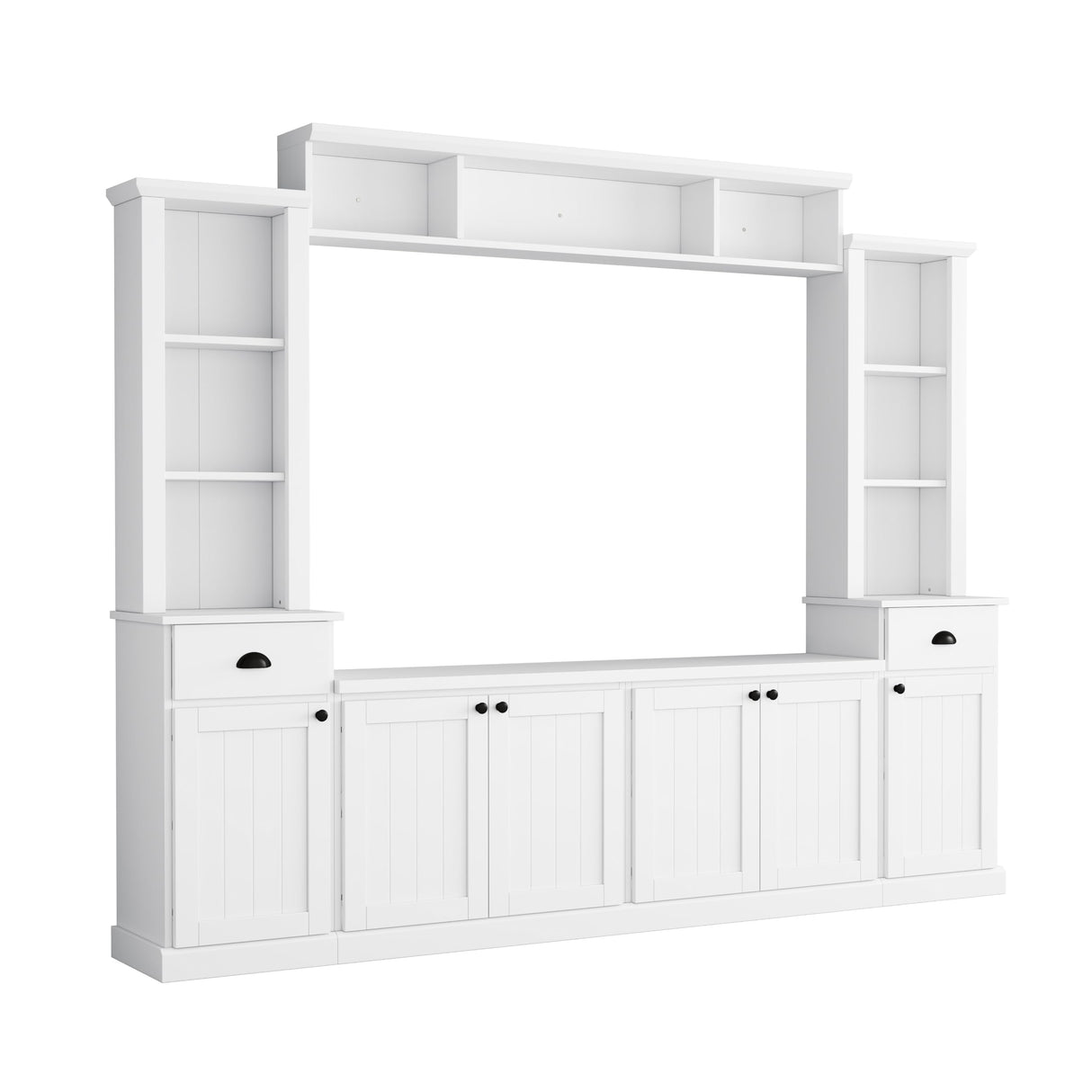 4-Piece Entertainment Center Wall Unit with Bridge for TVs up to 75", Large TV Stand