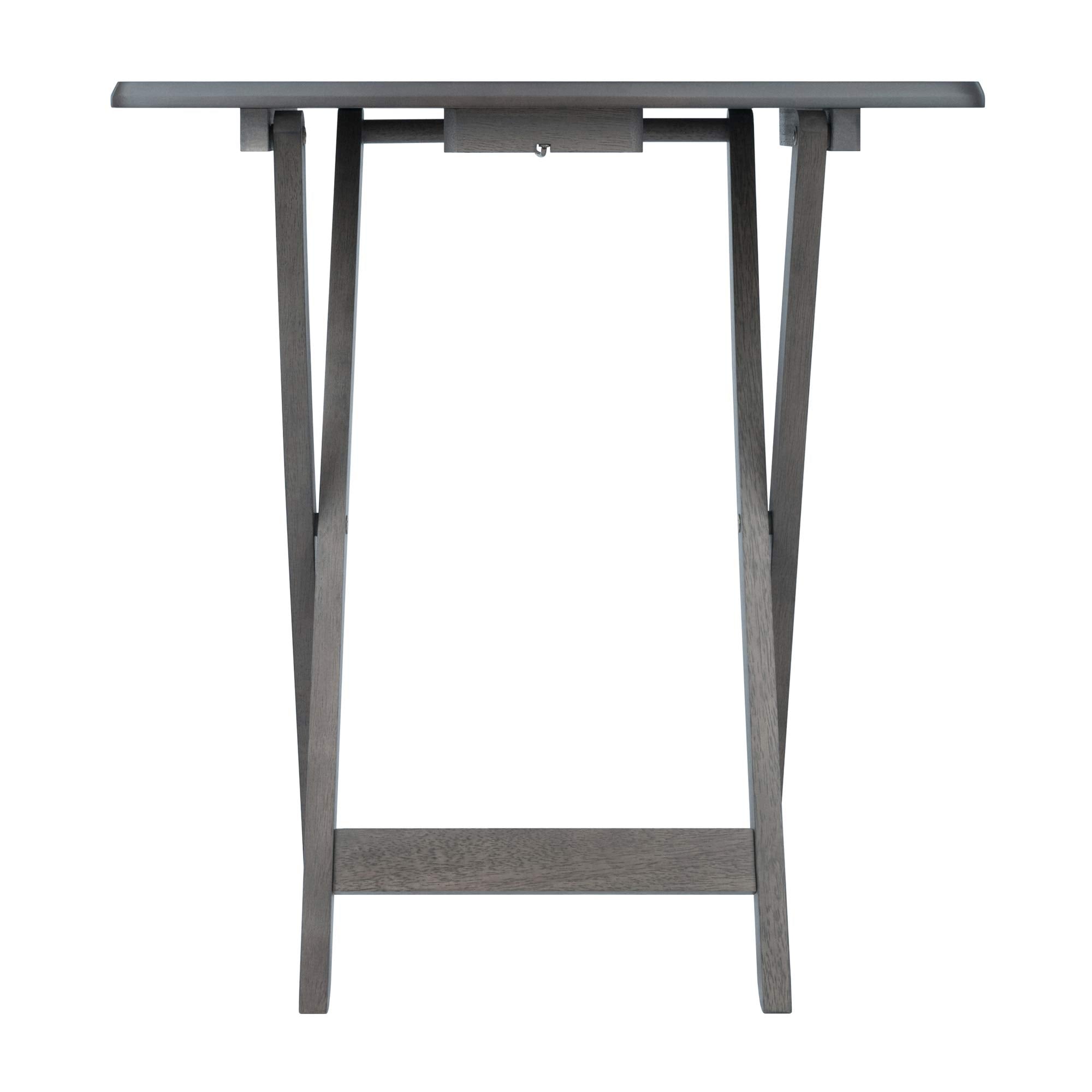 Dorian Oversized Snack Table Set, Oyster Gray (Brown Base) (replace color may vary).