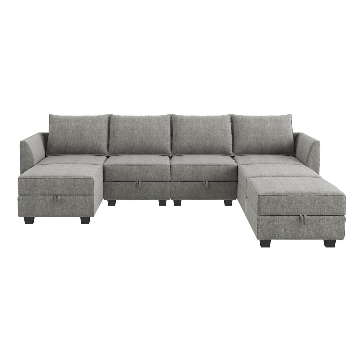 Modular Sectional Sofa U Shaped Sectional Couch with Ottomans Reversible Modular Sofa 7 Seater Couch