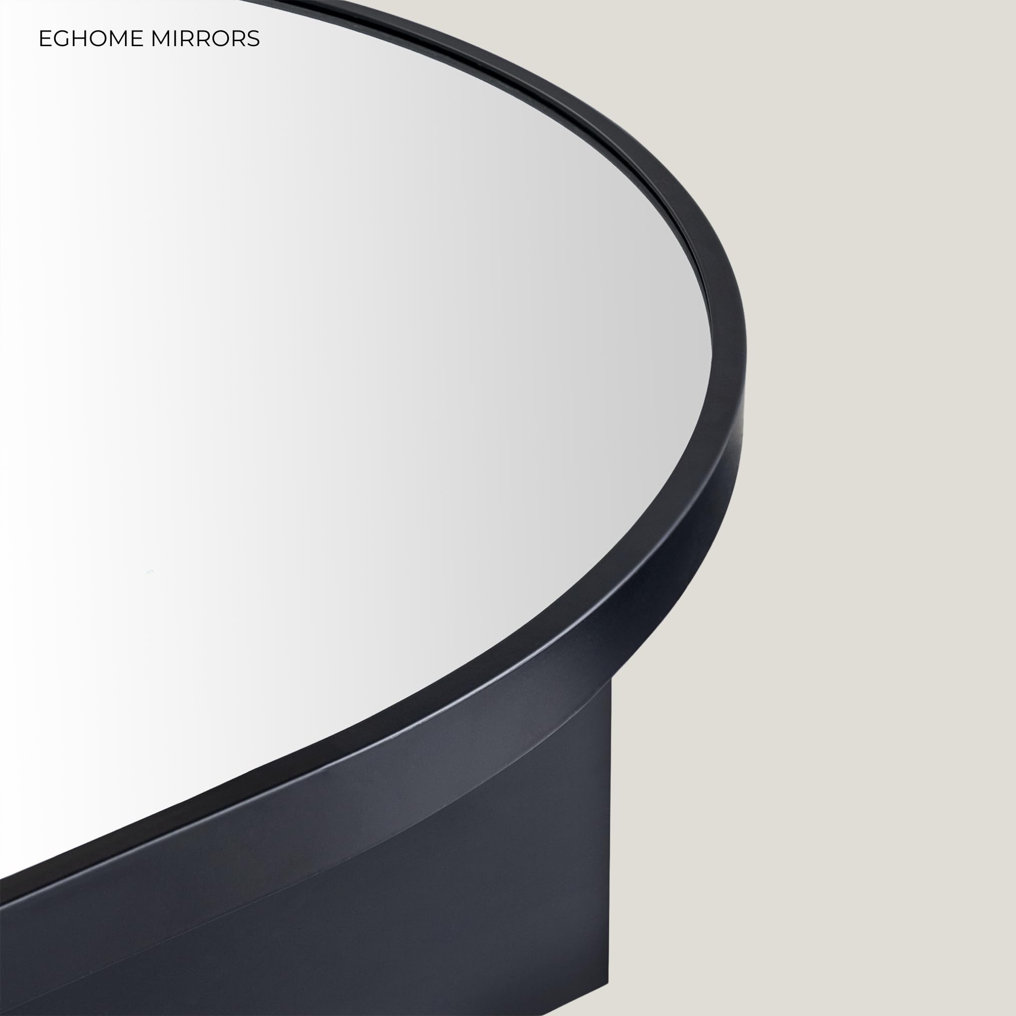 Surface Mount Black Oval Bathroom Medicine Cabinet with Mirror Metal Framed Oval
