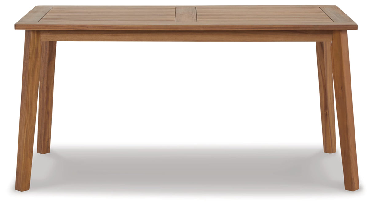 Janiyah Contemporary Outdoor Acacia Wood Dining Table with Umbrella Hole