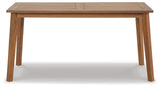 Janiyah Contemporary Outdoor Acacia Wood Dining Table with Umbrella Hole