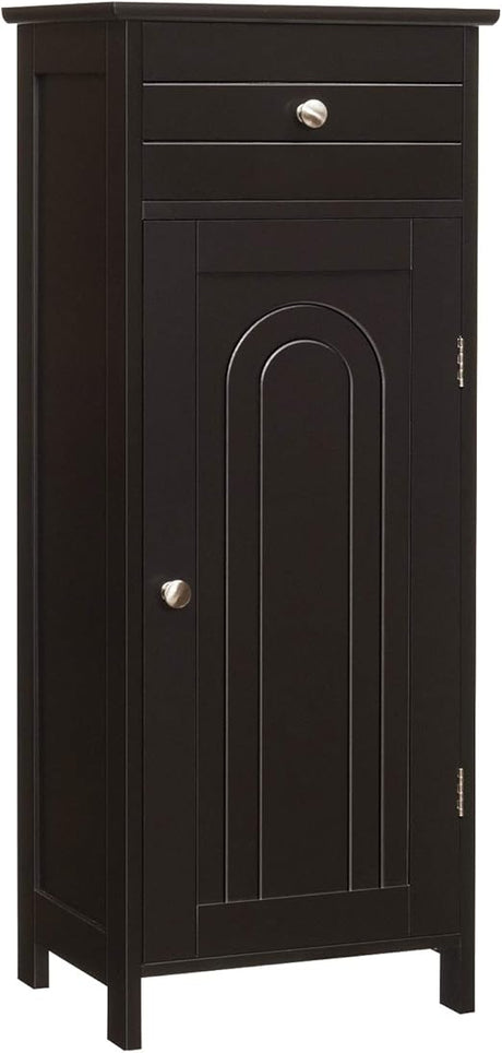 Bathroom Floor Cabinet, Wooden Side Storage Organizer, Free-Standing Single Door