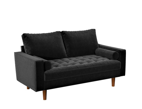 Womble 58 Inch Velvet Loveseat Sofa with Elegant Button Tufted Upholstery, Square Arms,