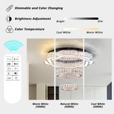 22.5" Crystal Chandeliers Living Room Modern Crystal Ceiling Light LED Ring Round Pendant