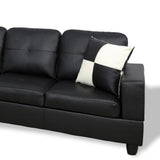 Genesis Sectional Sofa L-Shape-PU Leather, Left Facing, Black