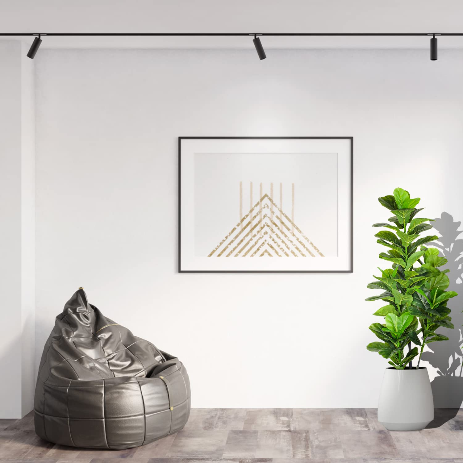 Artificial Fiddle Leaf Fig Tree 4ft Set of 2 - Faux Ficus Plants Indoor Home Decor in Pot