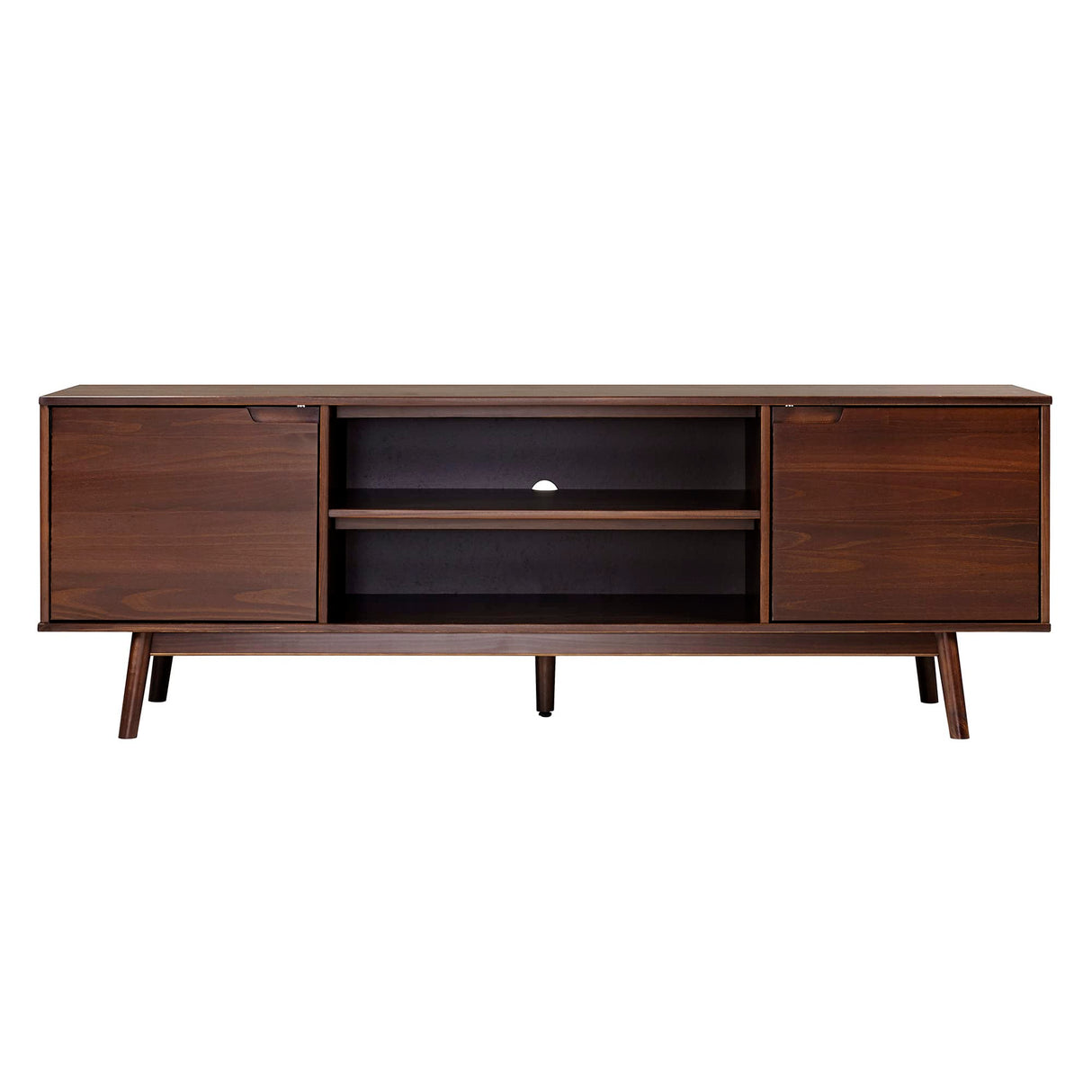 Walker Edison Emery Mid Century Modern Solid Wood TV Stand for TVs up to 80 Inches 70 Inch Walnut