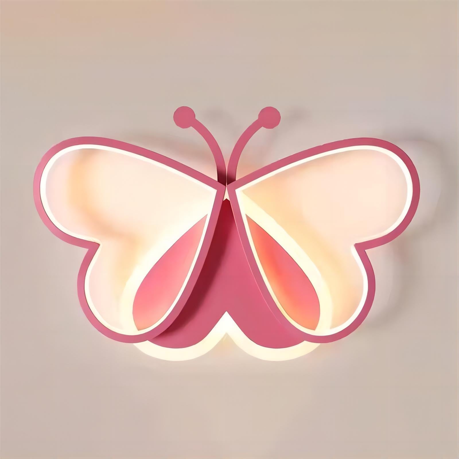 Dimmable LED Flush Mount Ceiling Light with Remote - 19.7 Inch Butterfly Design