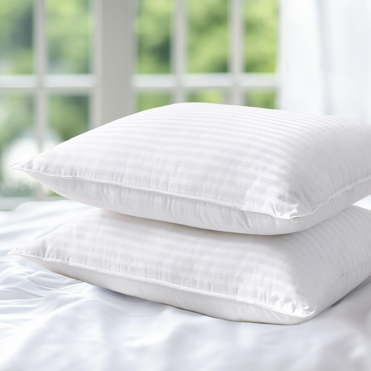 Hypoallergenic Cotton Cover with Down Alternative Filling, King Size Set of 2 Soft Pillow