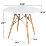 Round White Dining Kitchen Table Modern Leisure Table 31.5"