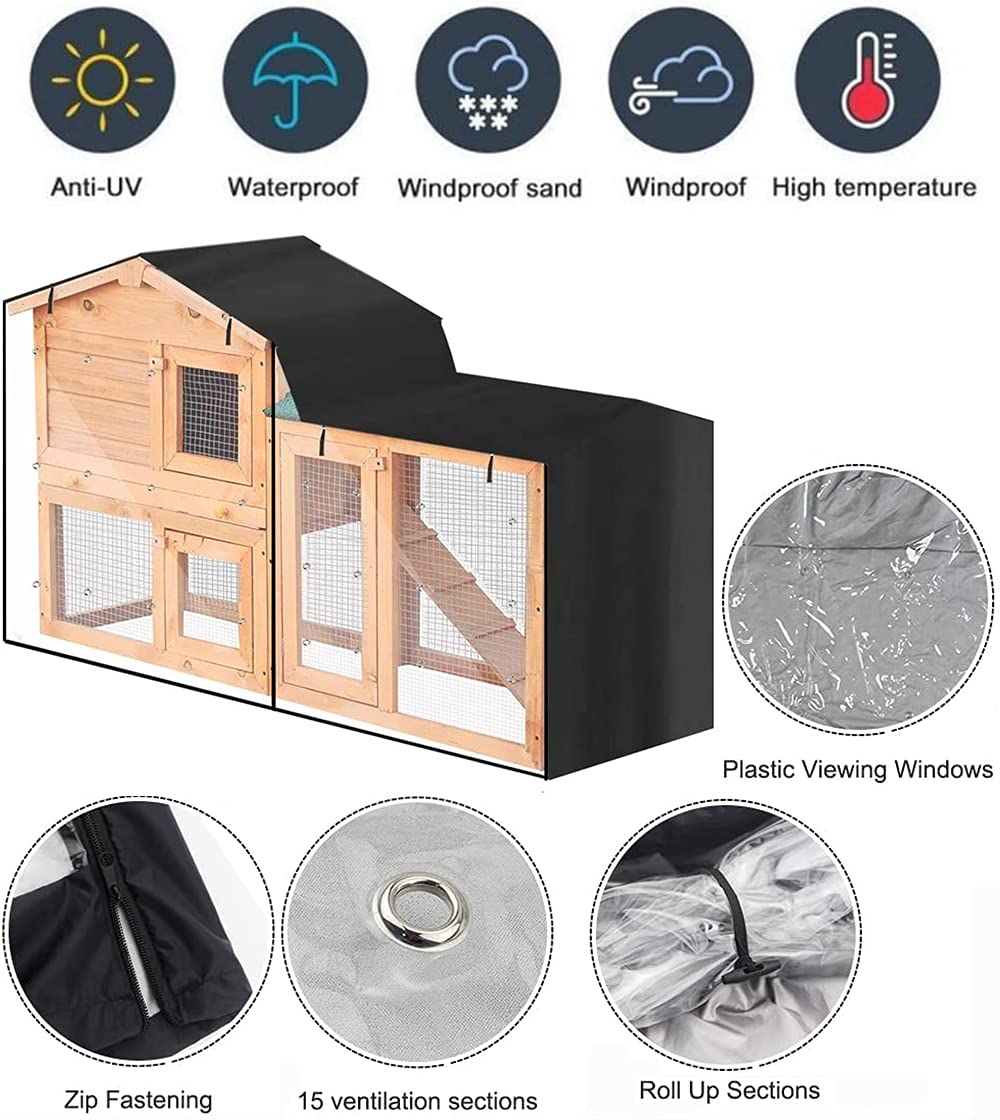 210D Oxford Waterproof Rabbit Guinea Pig Animal Hutch Elevated Cover Dust Pet House