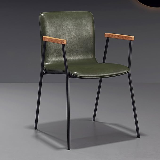 Mid-Century Modern, Upholstered Faux Leather Seat Chairs with Arm,