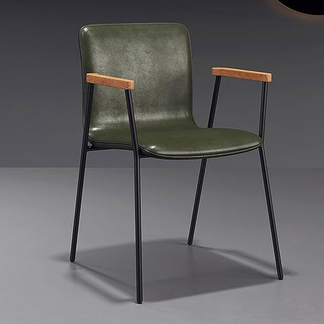 Mid-Century Modern, Upholstered Faux Leather Seat Chairs with Arm,