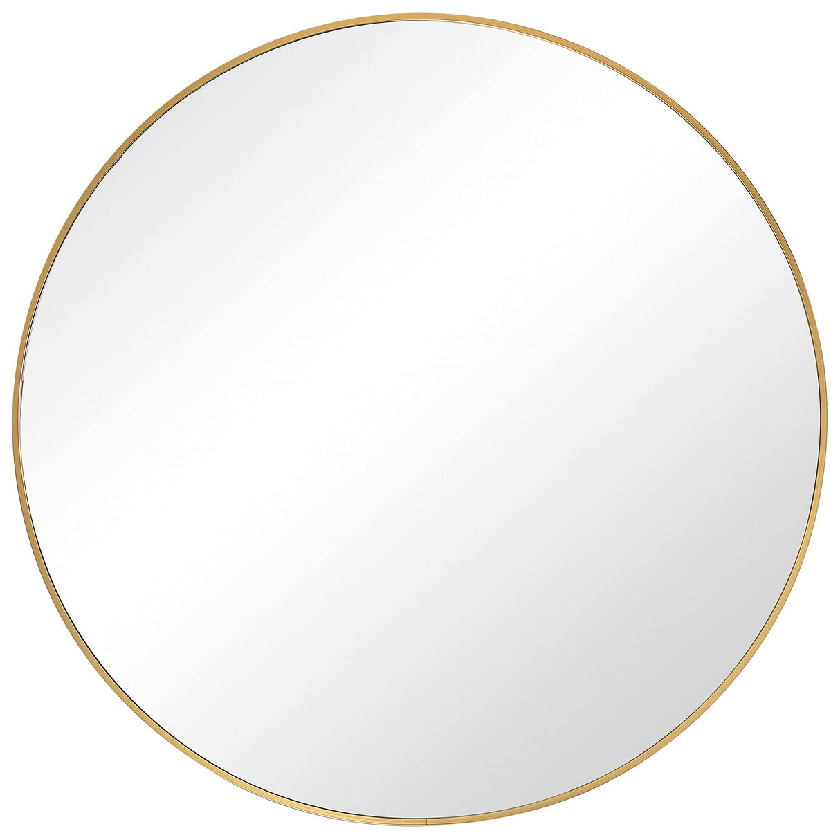 Round Shape Sleek Metal Frame Mirror, Gold