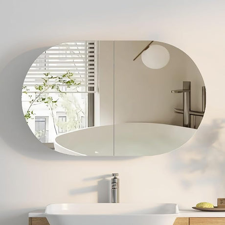 Oval Medicine Cabinet with Mirror,Medicine Cabinet Mirror for Bathroom,Bathroom Medicine