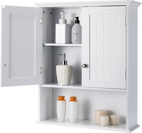 Bathroom Wall Cabinet, Wall Mounted Storage Cabinet with Double Doors,