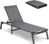 2 Pcs Chaise Lounge Chairs Outdoor, Aluminum Patio Lounge Chairs