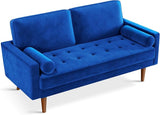 Loveseat Sofa, 58" Blue Velvet Couch Small Couch Love Seat Sofa with Tufted Seat