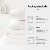 White Comforter Set Queen Size Soft Bedding Sets Boho Striped Pattern Lightweight