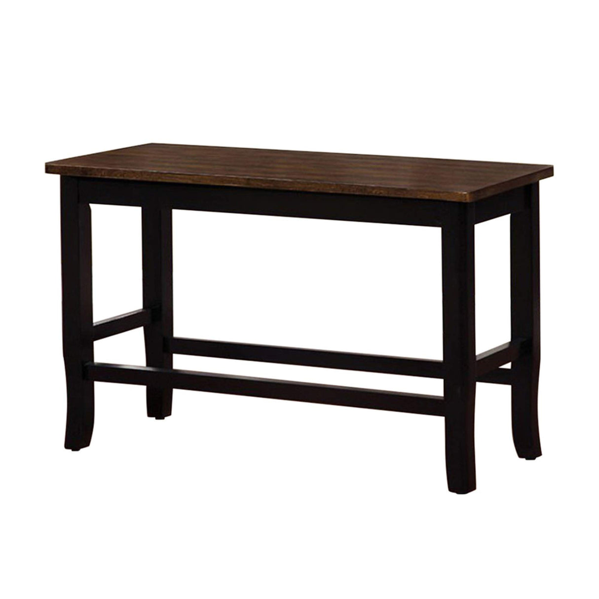 Wooden Counter Height Bench, Brown and Black