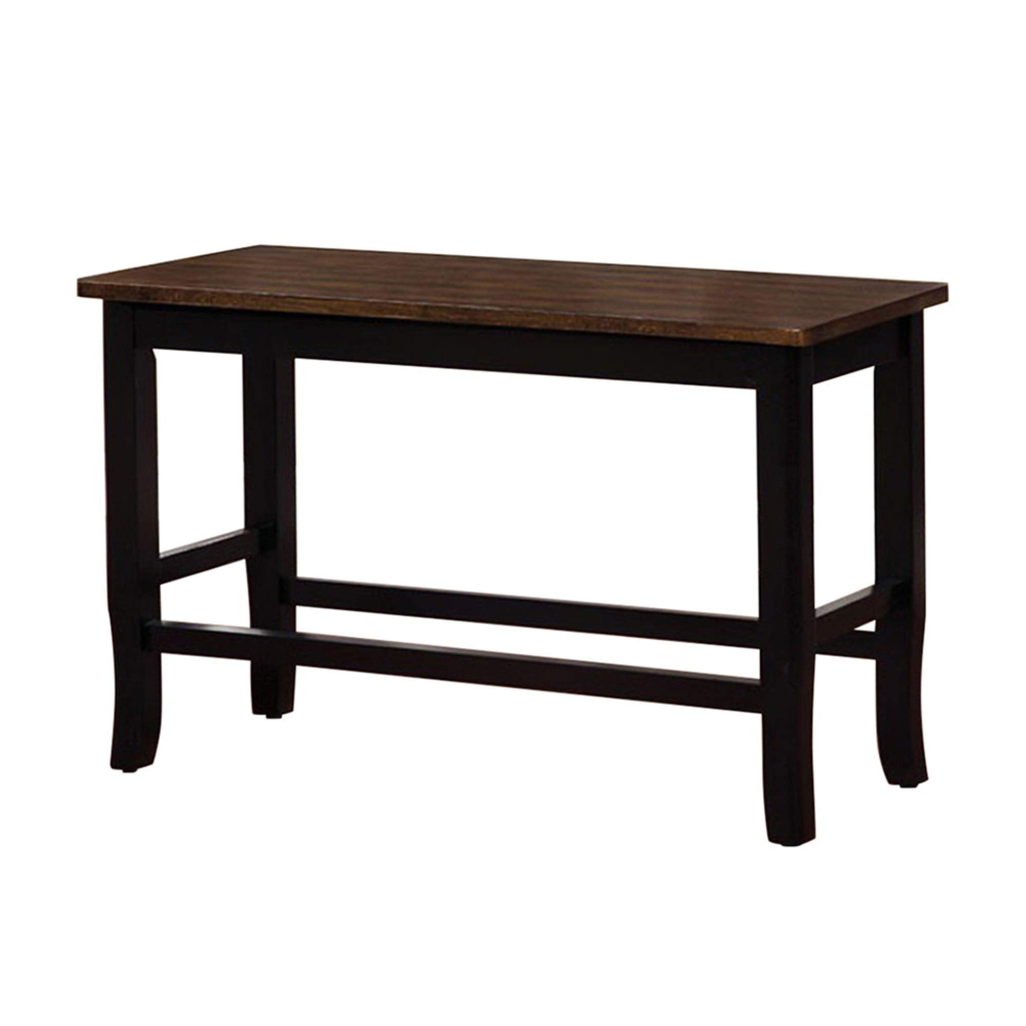 Wooden Counter Height Bench, Brown and Black