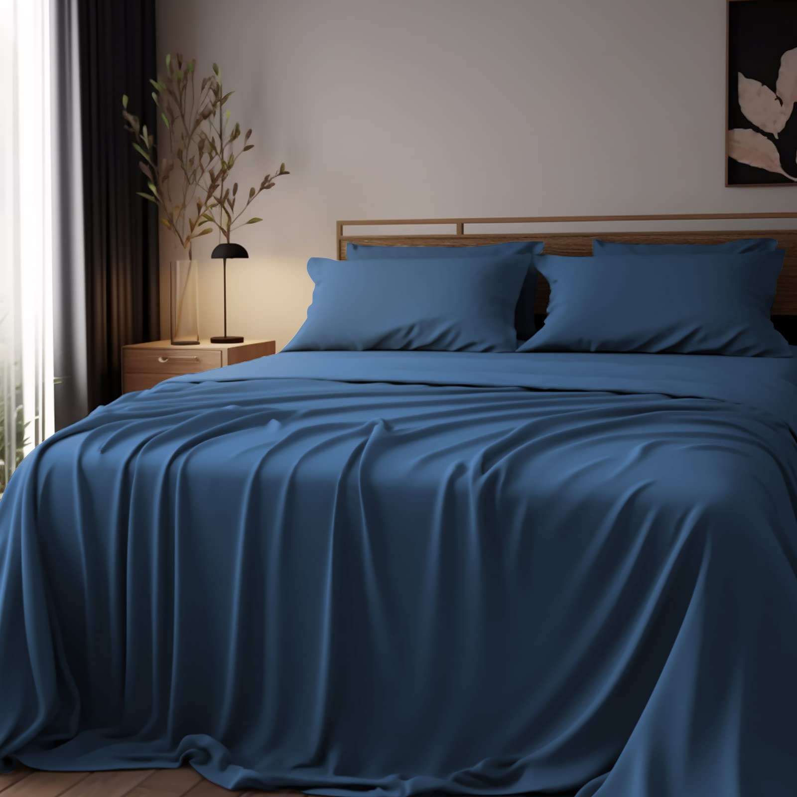 Bamboo Sheets King Size Bed Sheets 4-Pcs Set