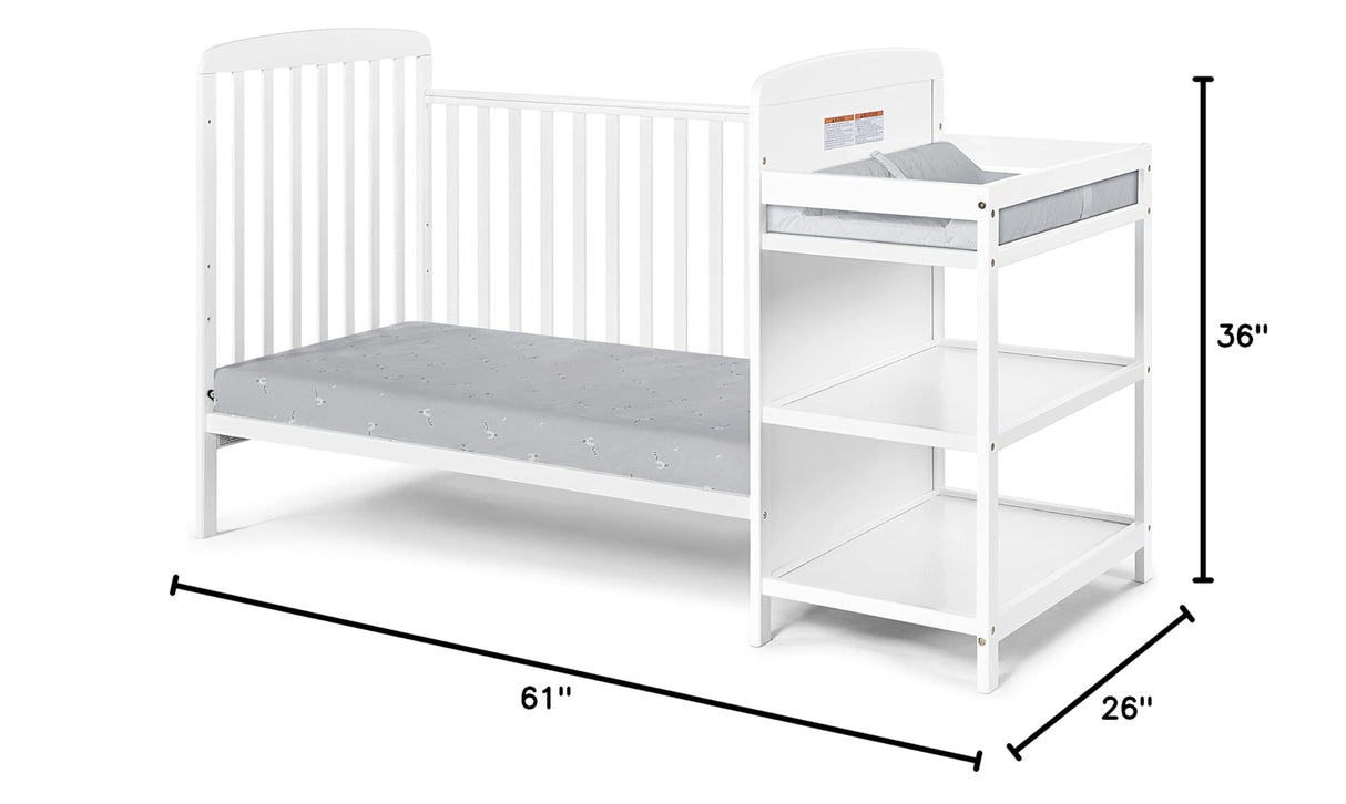 Ramsey 3 in 1 Convertible Crib and Changer in White