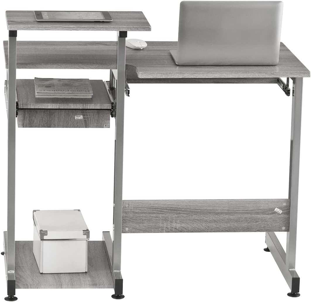 Complete Computer Workstation Desk, Gray, 37.75" W x 22" D x 35" H,Grey