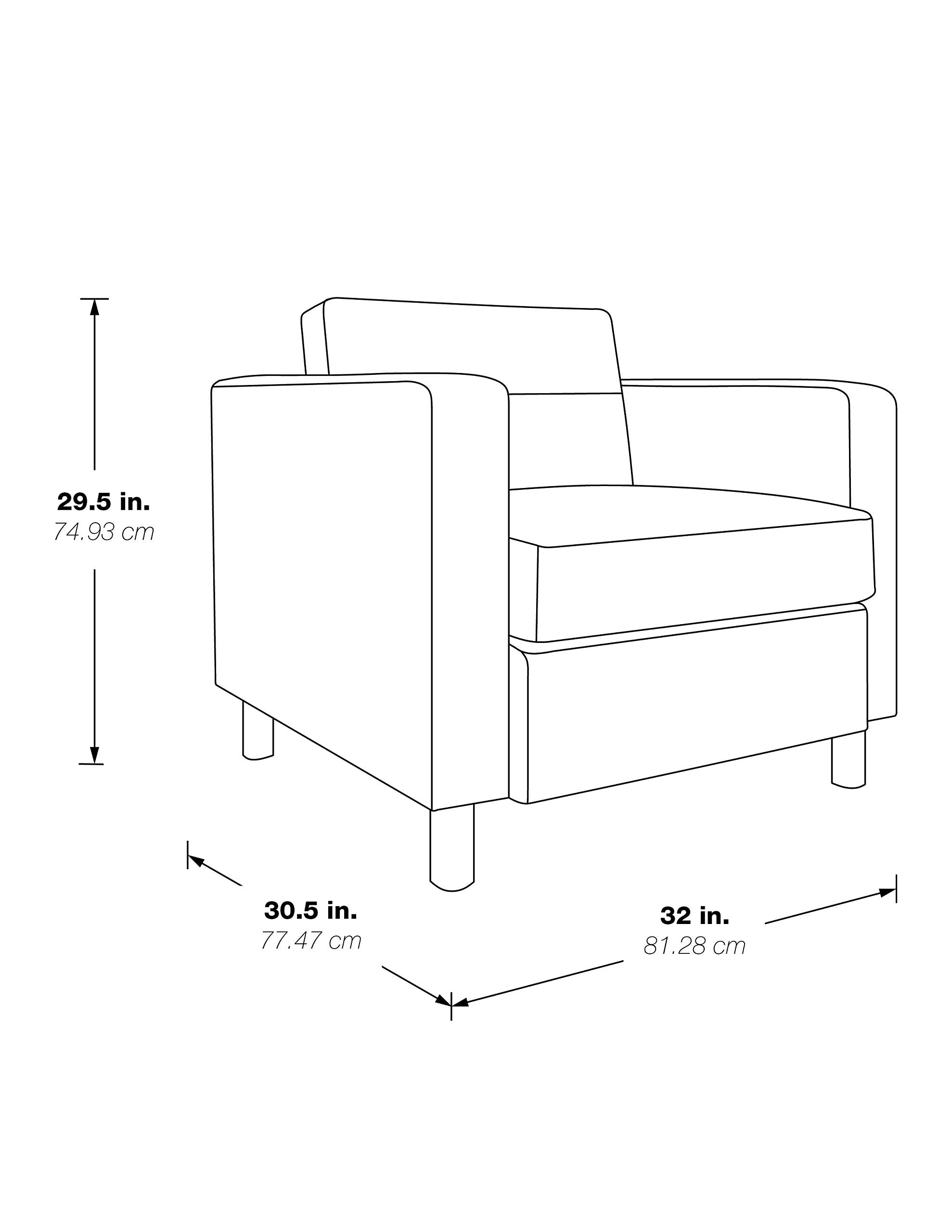 Armchair with Padded Box Spring Seats and Silver Finish Legs, Dillon Buff Faux Leather