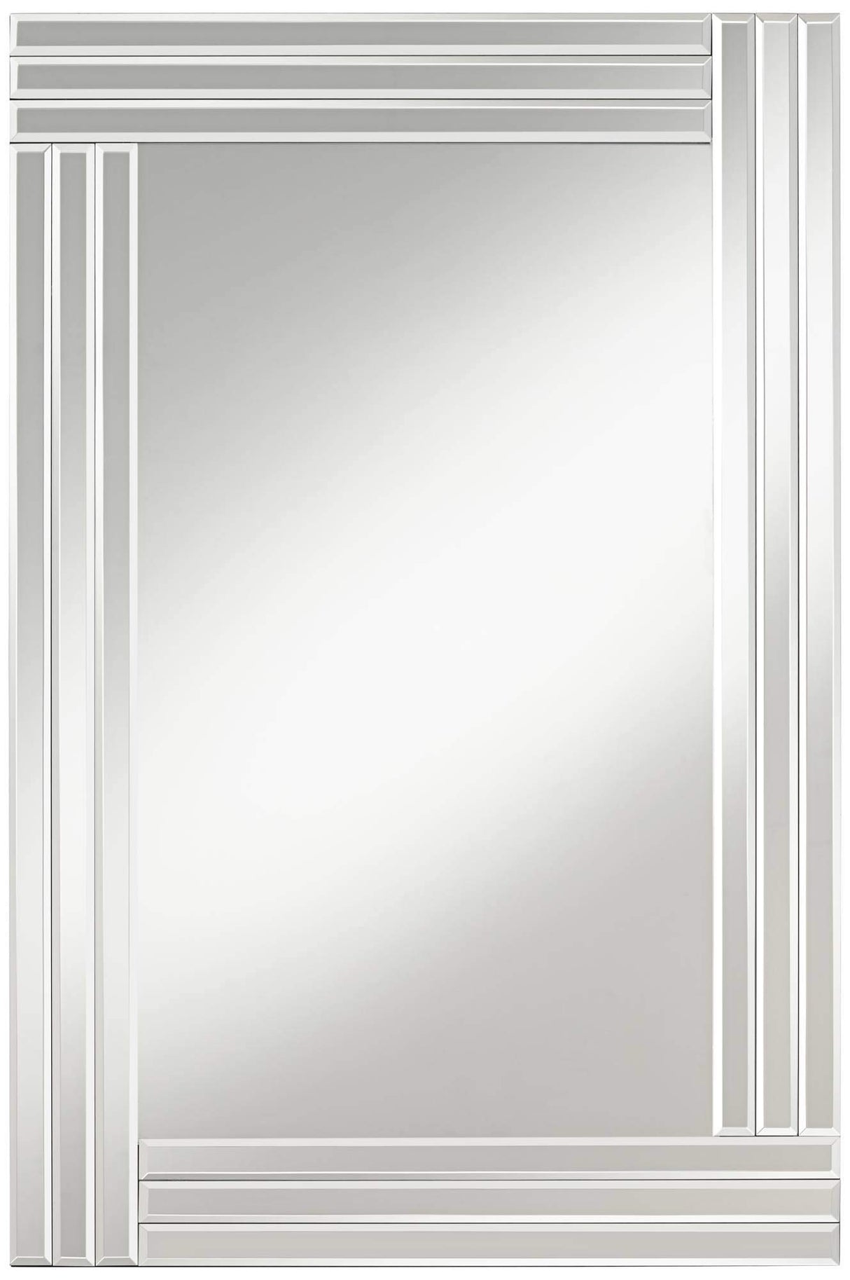 Rectangular Vanity Decorative Wall Mirror Modern Clear Mirrored Glass Layered Overlapping