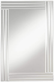 Rectangular Vanity Decorative Wall Mirror Modern Clear Mirrored Glass Layered Overlapping